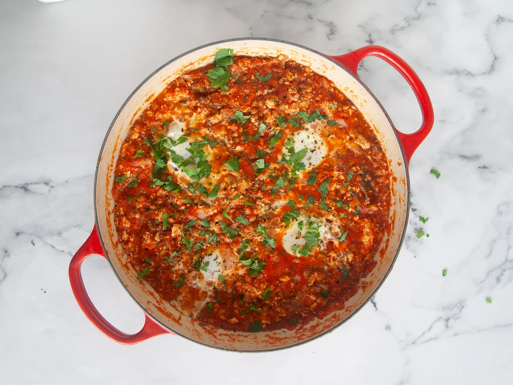 Cazuela de tofu y huevos 