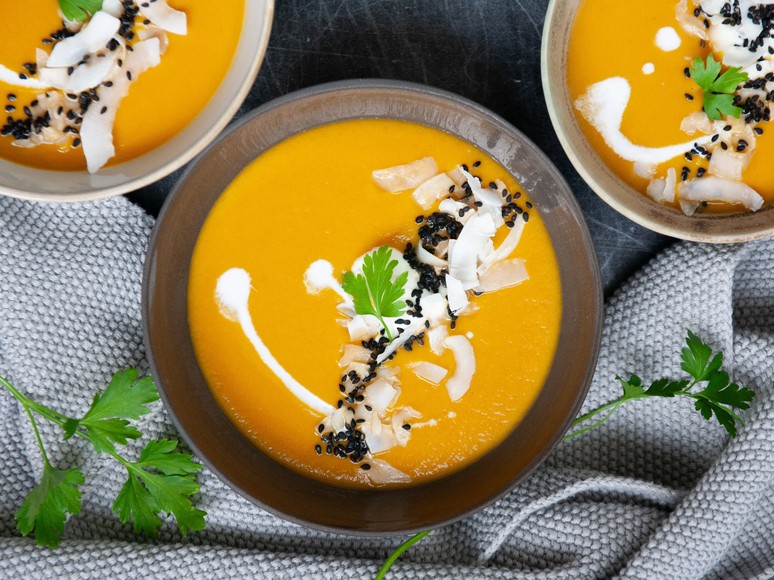 Crema de zanahoria especiada con coco