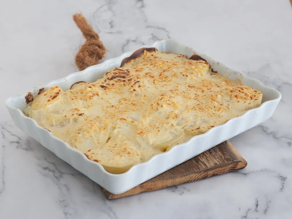 Patata y coliflor gratinadas con jamón