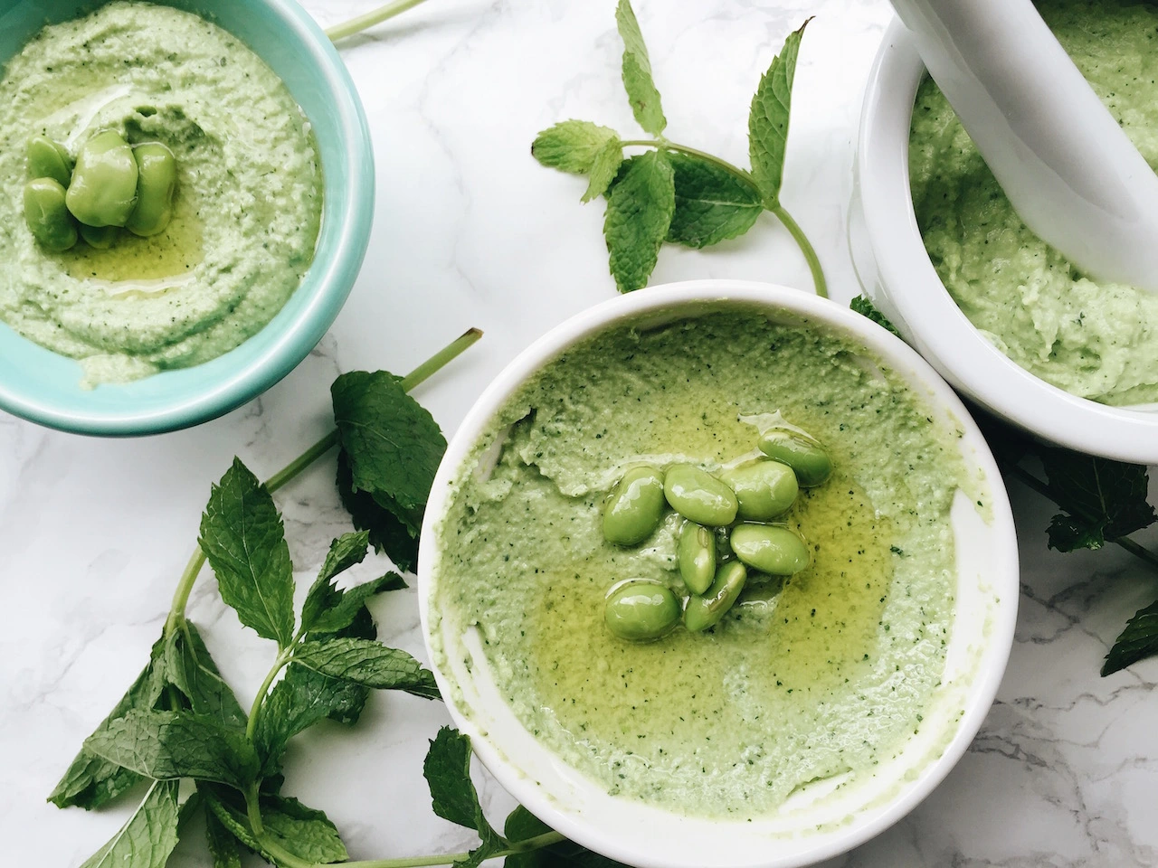 Paté de edamame y menta