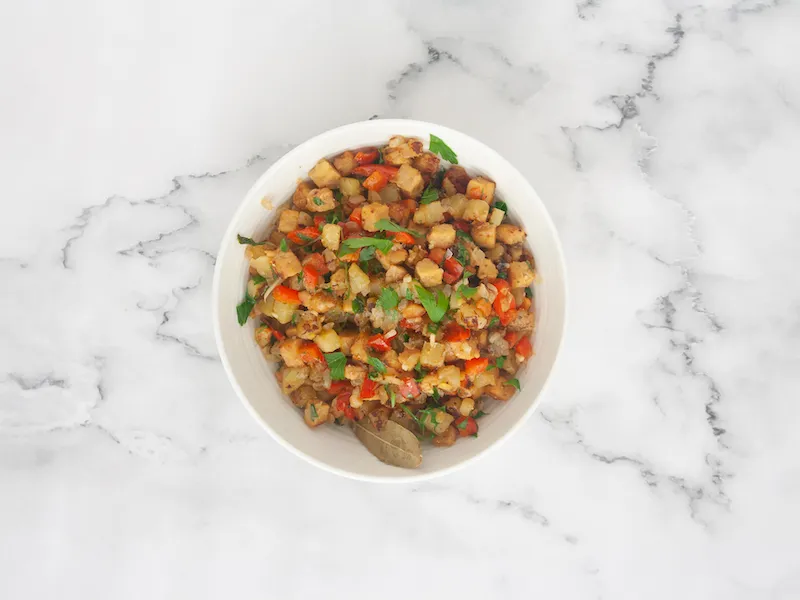 Picadillo de tempeh y verduras