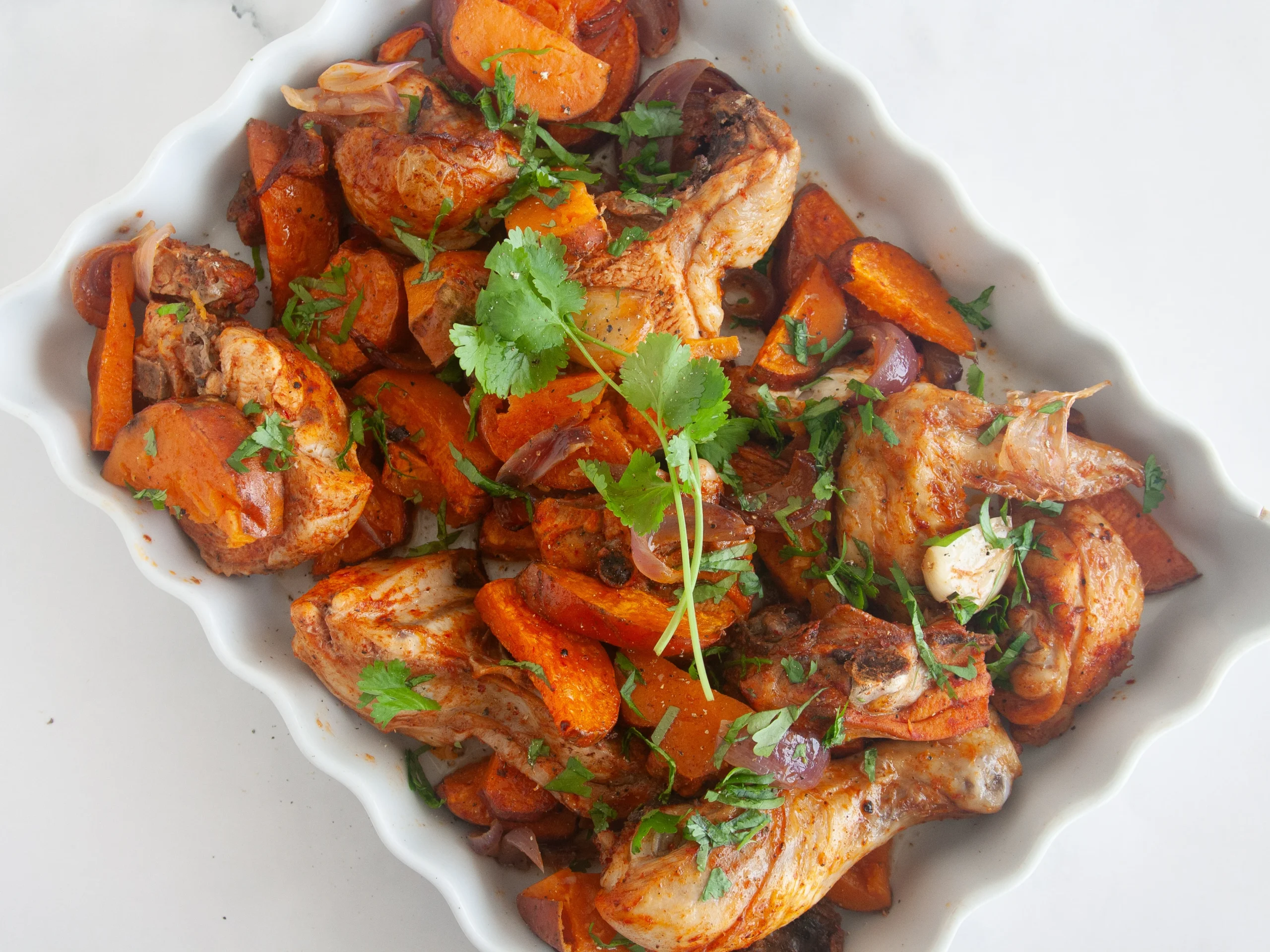Pollo al horno con boniato