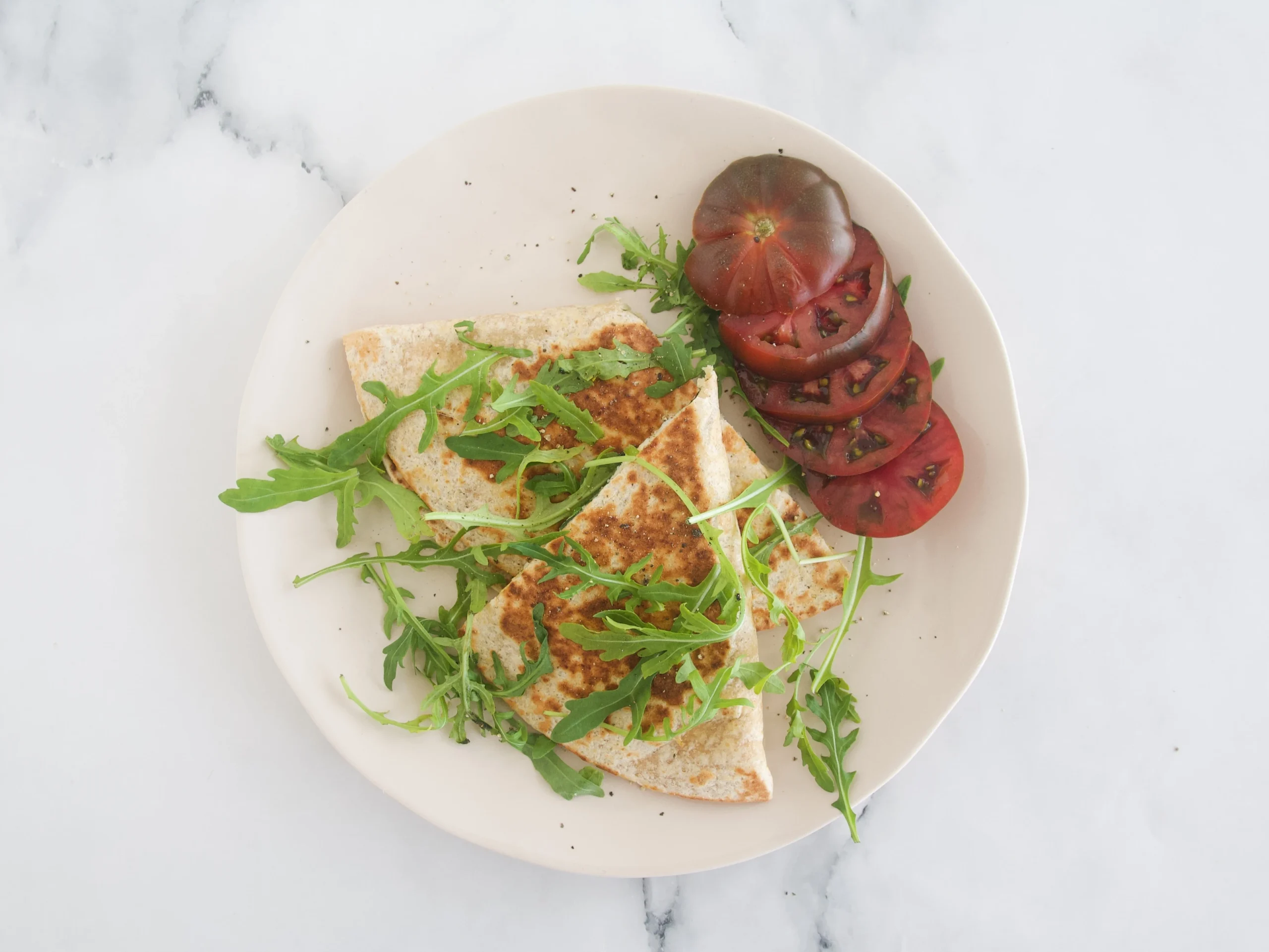 Quesadilla de pavo y espinacas