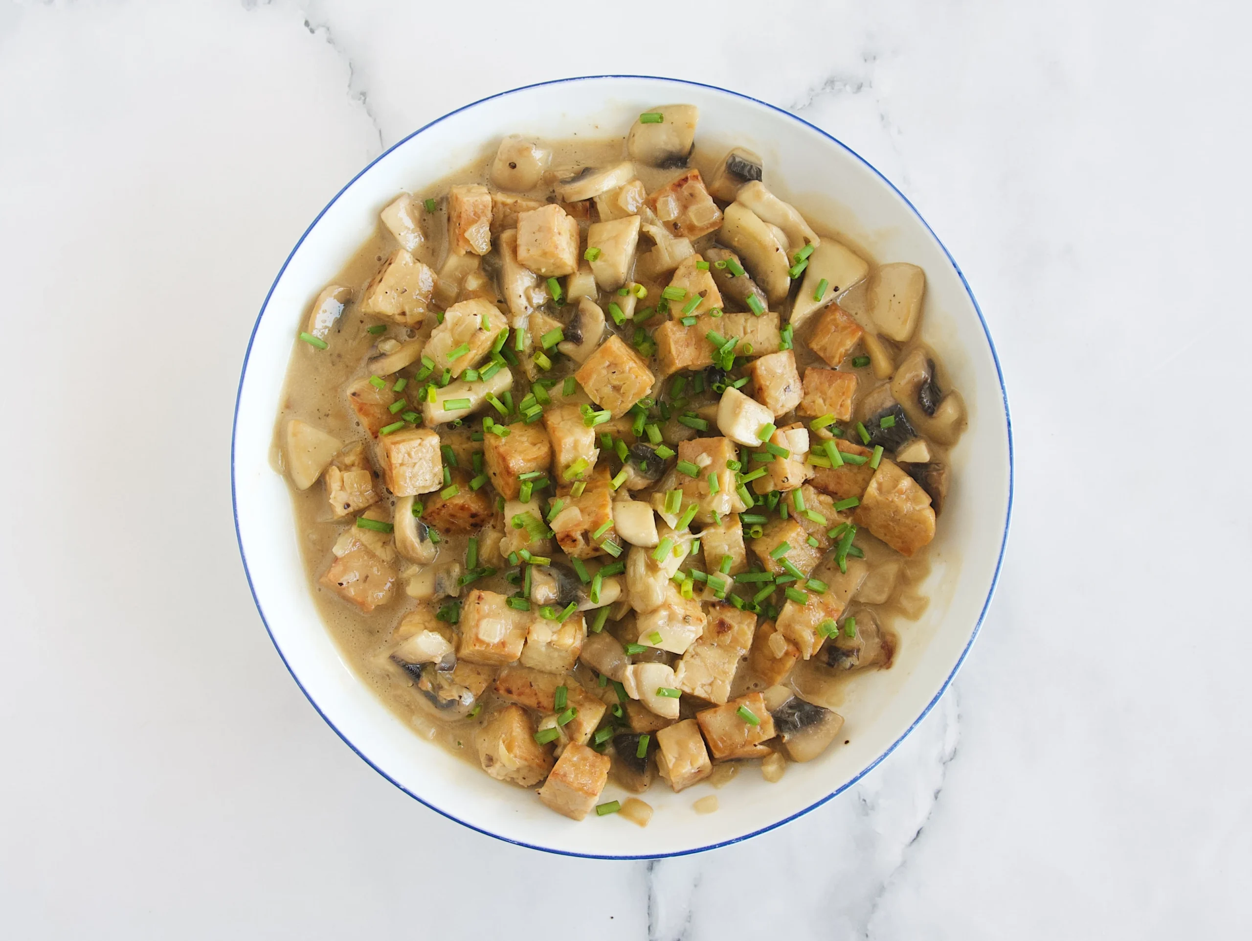 Tempeh a la crema de champiñones