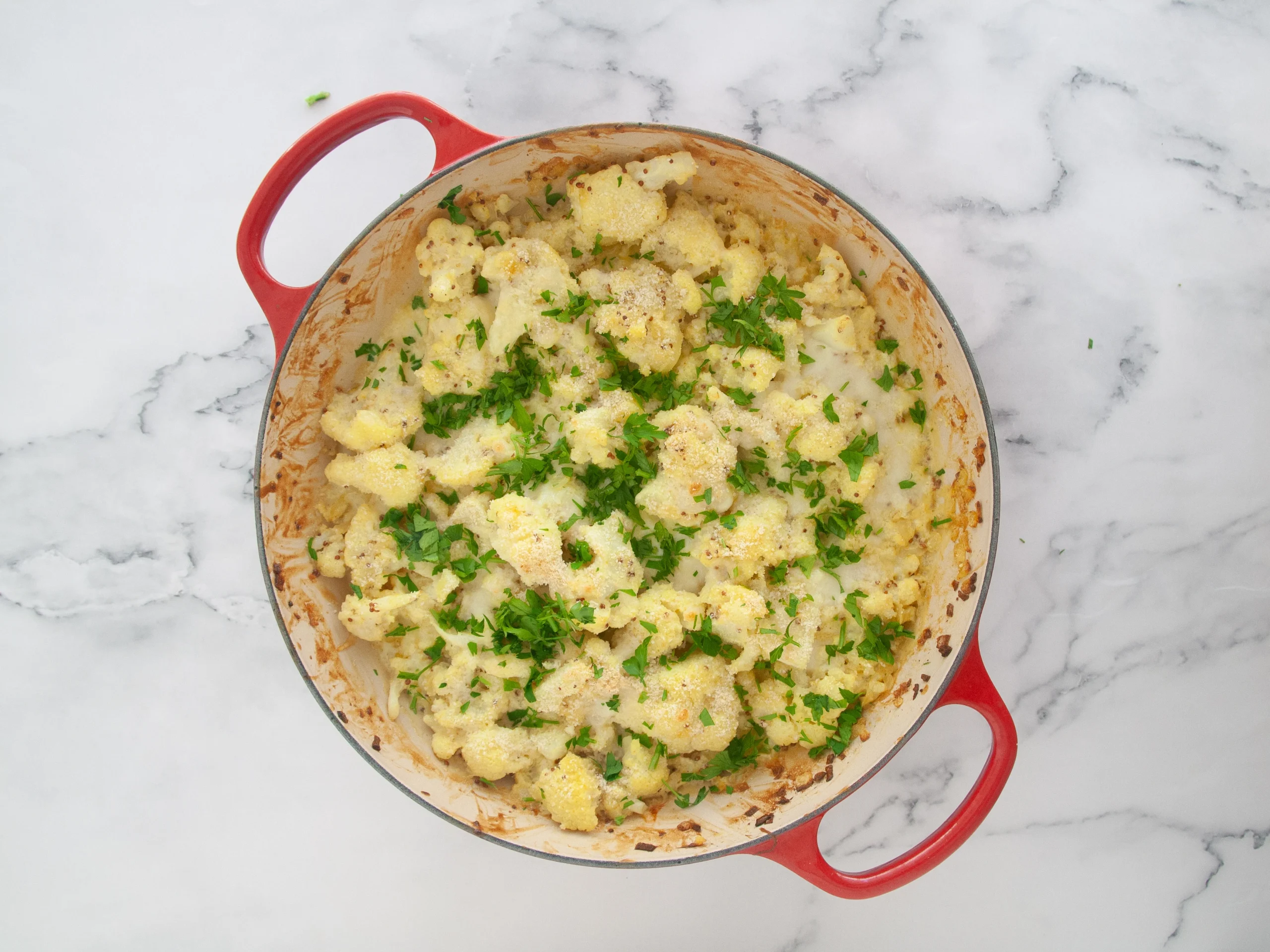 Gratén de coliflor a la mostaza